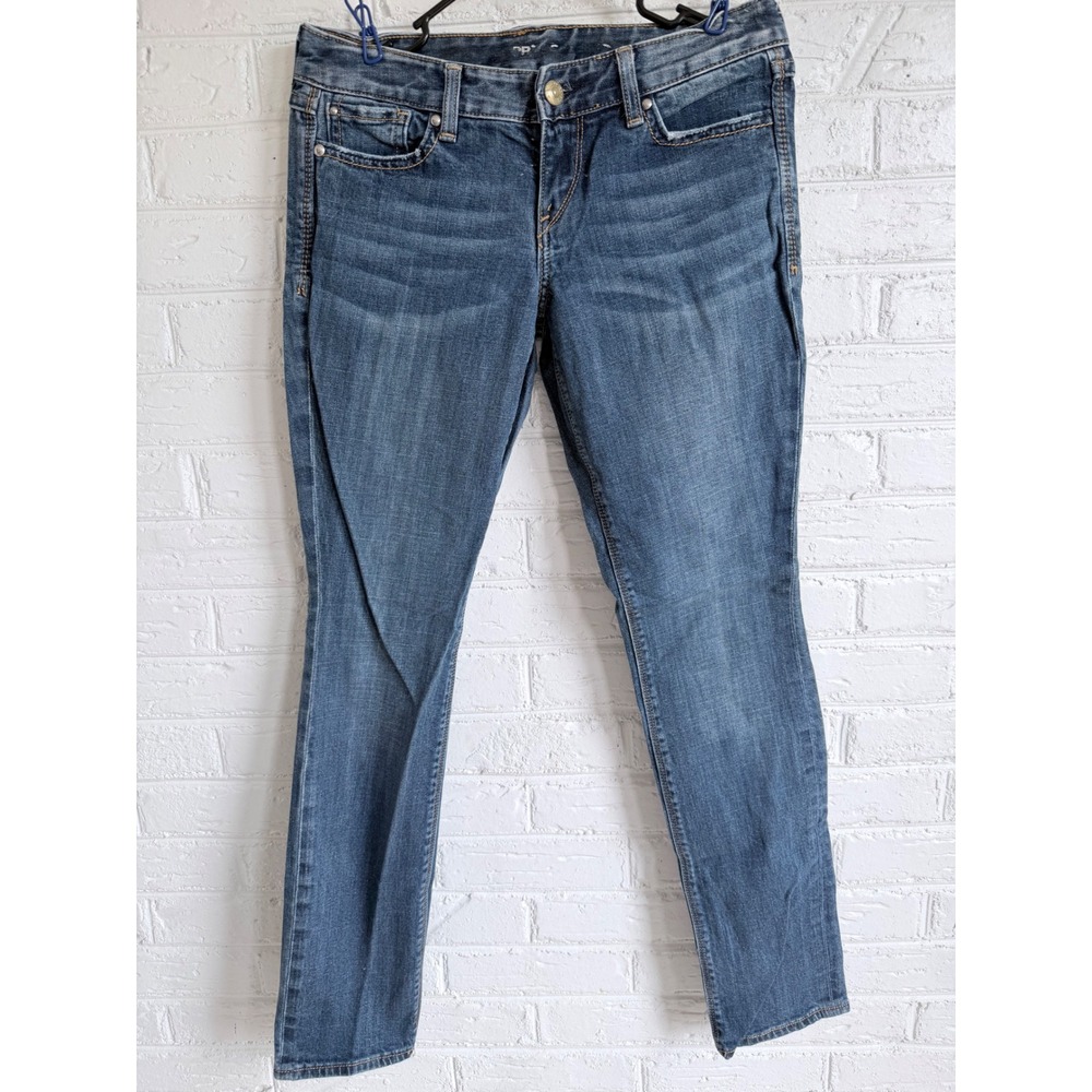 EXPRESS Jeans Womens Size 27x28‎ Mid Rise Skinny Blue Denim Pants Stretch